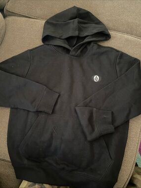 Kids Volcom Black Hoodie with Small Chest embroidered Logo